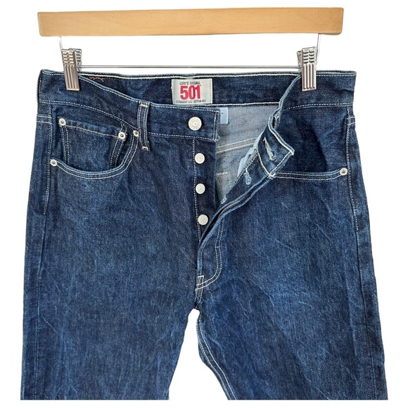 Levi's Original 501 Straight Leg Button-Fly Jeans Dark Stone Wash W33 x L32 - Picture 2 of 10
